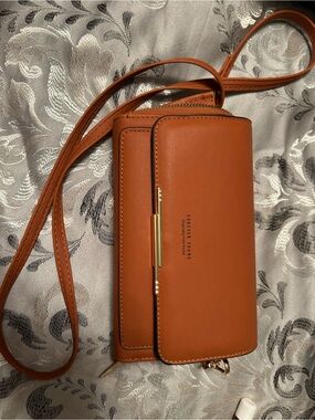Forever Young Tan-Orange Crossbody Wallet Purse